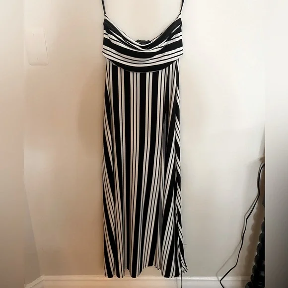 banana republic black and white maxi dress Banana Republic Factory Cheetah Strapless White/Black/Tan Maxi Dress
